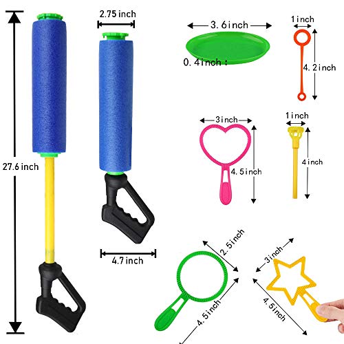 Klobroz Water Blaster Soaker Gun - 2 Pack 5 in 1 Nozzles Foam Water Gun Toys for Boys Girls and Adults - Outdoor Swimming Pool Beach Yard and Park Water Fighting Game Bubble Making Wand Included