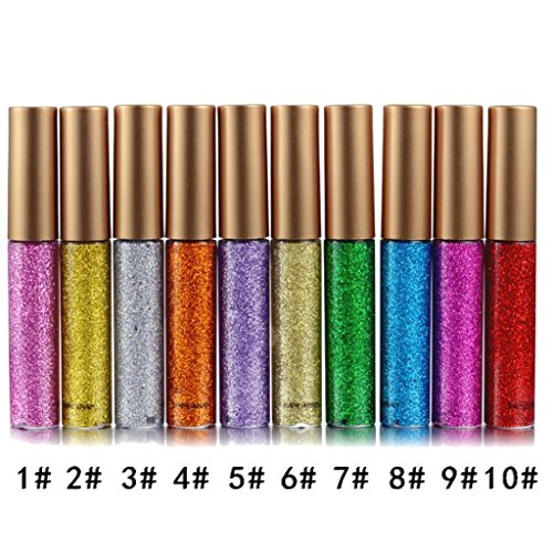 Coohole Hot Sexy Metallic Shiny Smoky Eyes Eyeshadow Waterproof Glitter Liquid Eyeliner (A)