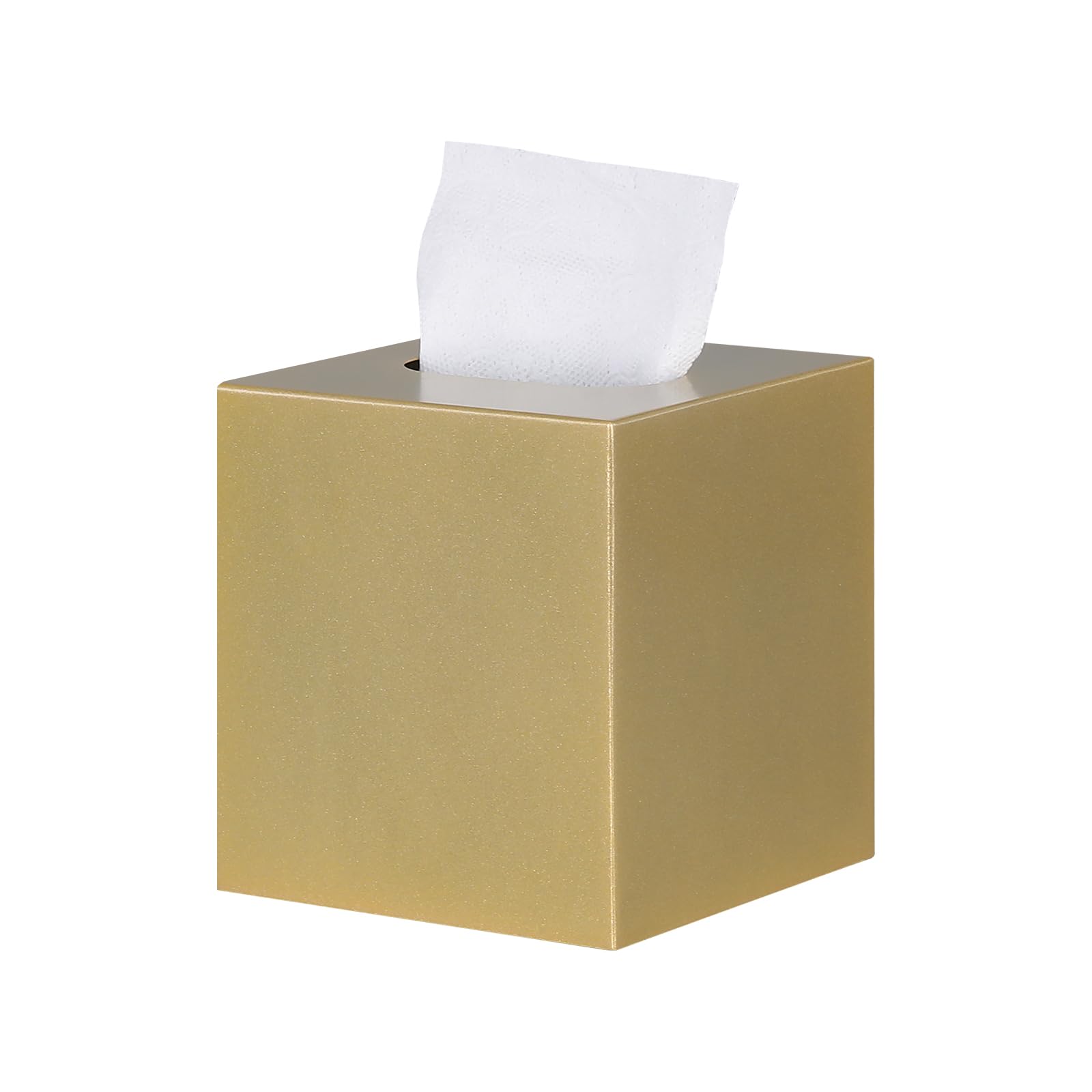 Photo 1 of HOUSE DIARY Metal Square Tissue Box lid, Modern Facial Tissue Holder for Bathroom Vanity Tops, Bedroom Dressers, Nightstands, Desks, Offices (Gold)