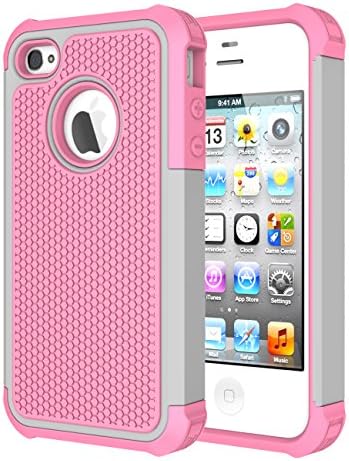 iPhone 4 Case, iPhone 4S Case, CHTech Fashion Shockproof Durable Hybrid Dual Layer Armor Defender Protective Case Cover for Apple iPhone 4S/4 (Rose grey)