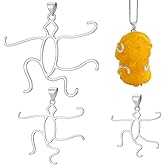 WADORN 925 Sterling Silver 5 Claws Prong Pendant Setting, Adjustable Hollow Pendant Blank Irregular Base Cabochon Setting Crystal Stone Necklace Holder Charms for DIY Jewelry Making, Platinum