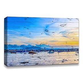 Canvas Wall Art Romantic Scene of Sea Painting Artwork for Home Prints Framed - 12x18 inches