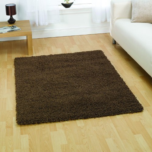 Brown Shaggy Rug - Soft Textured Surface - Stain Resistant - W 80cm x L 150cm