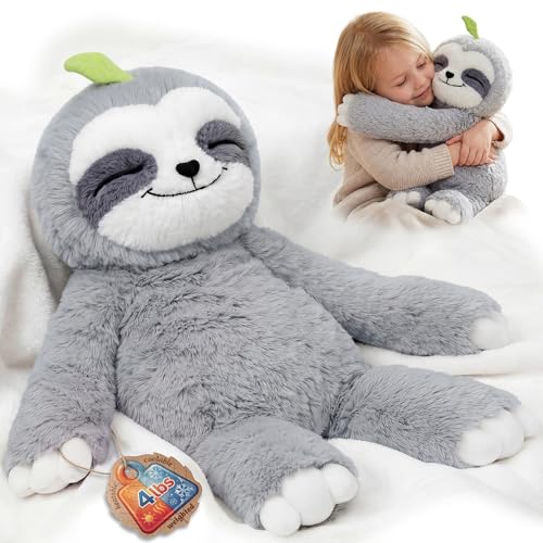 Mewaii Weighted Sloth Teddy Plush, 1.5KG Weighted Stuffed Animal 53CM Pillow for Kids, Soft Weighted Comfort & Cozy Plush Toy Sloth Gifts for Women Girls Adults