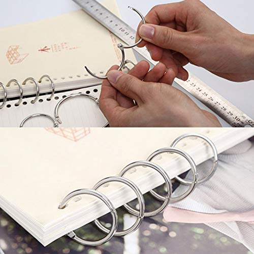 Huture 100PCS Multipurpose Book Binder Rings Smart Iron Nickel Plated Loose Leaf Rings 20mm Ring Size Used as Index Cards and Craft Scrapbook Album Rings for Home School Office, Sliver