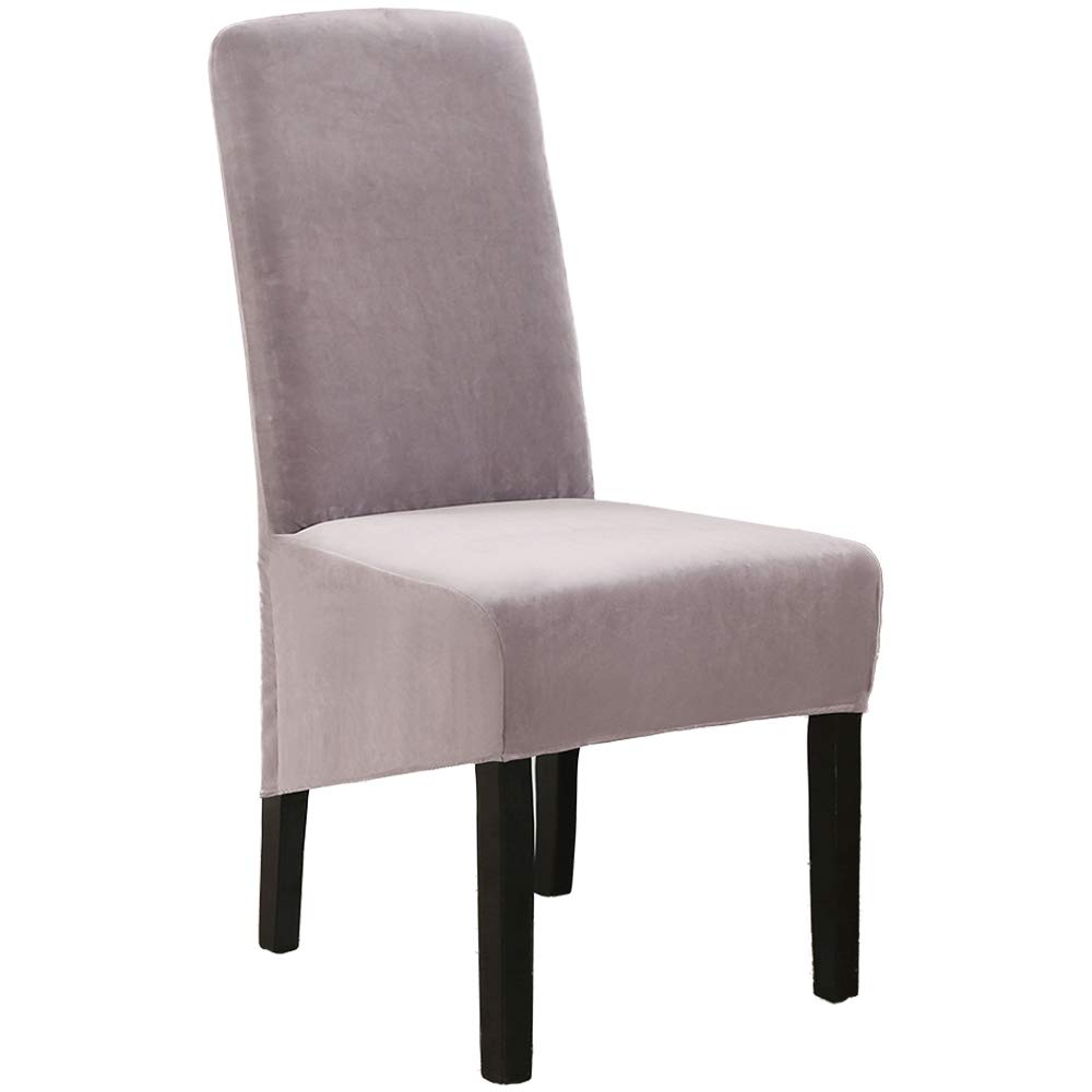 YOFASEN Chair Covers - Stretch Chair Covers for Dining Room Set of 1 Velvet Large Dining Chair Slipcovers, Silver Grey(Set of 1)
