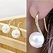 Anmao Jewelry 18K White Gold Plated Vintage Shell Pearl Hook Earrings for Women&Teens Girls Silver Hoop Earrings Pearl Hoop Nickel Free Jewelry Fashion Earrings ML013