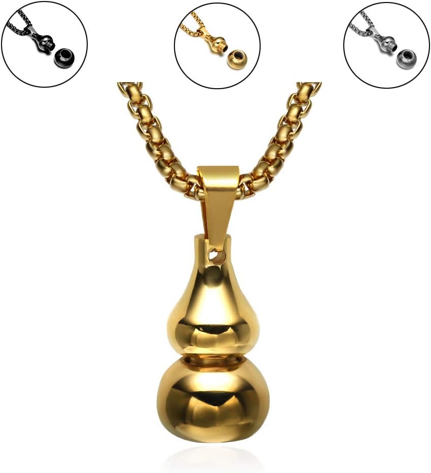 HenryDong Pet Urn Sand Perfume Necklace, Cucurbit Dog Cat Ash Stainless Steel Pendant Couples Jewelry(Men, Women)