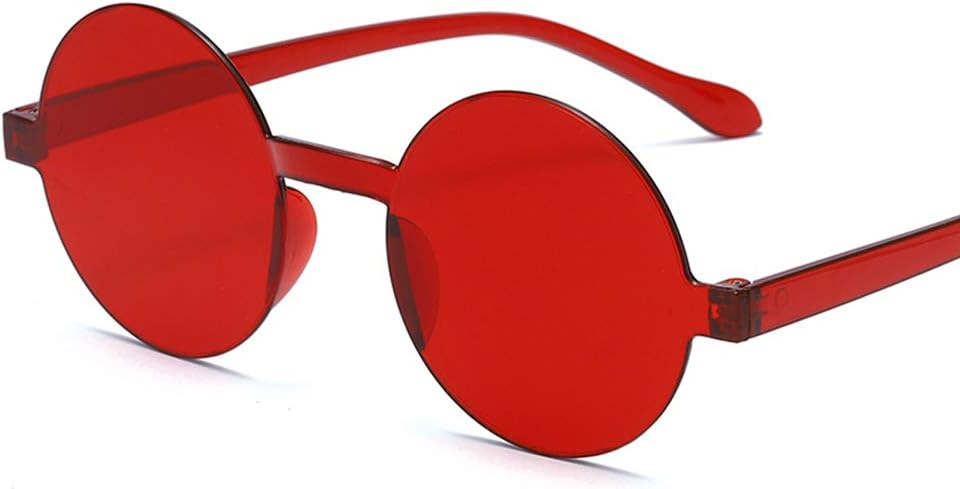 DIYOO Vintage Round Glasses Frameless Siamese Sunglasses Jelly Sunglasses for Men Women Couple Sunglasses red