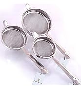 Kuber Industries Stainless Steel Tea Strainer Chalni Double Mesh Last Long Set of 3 Pcs (8,9,10 c...