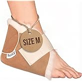 Heel Protectors for Pressure Sores Medium Size - 100% Medical Sheepskin - Heel Protectors for Bed Sores - Includes ONE (1) Protector - Soft Lambs Wool Foot Pillow - Cushion Pads for Ulcer Sore Prevention