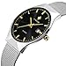 Fashion Casual Luxury Brand Mens Analog Quartz Watch Date Steel Mesh Strap Thin Dial Clock (black)