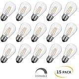 15-Pack Shatterproof LED S14 Replacement Light Bulbs-E26 E27 Medium Candelabra Screw Base Edison Bulbs Equivalent to 11 W, Fits for Commercial Outdoor Patio Garden Vintage Lights, Warm White