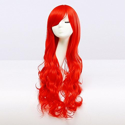 Coroler Long Curly Cosplay Wig Solid Color Party Wig for Girls and Women