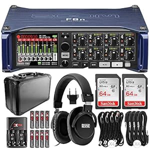 Zoom F8n Multi-Track Field Recorder + 64GB Memory Card (x2), Monitoring Headphones, Ultra High Capacity 4-Pack AA…