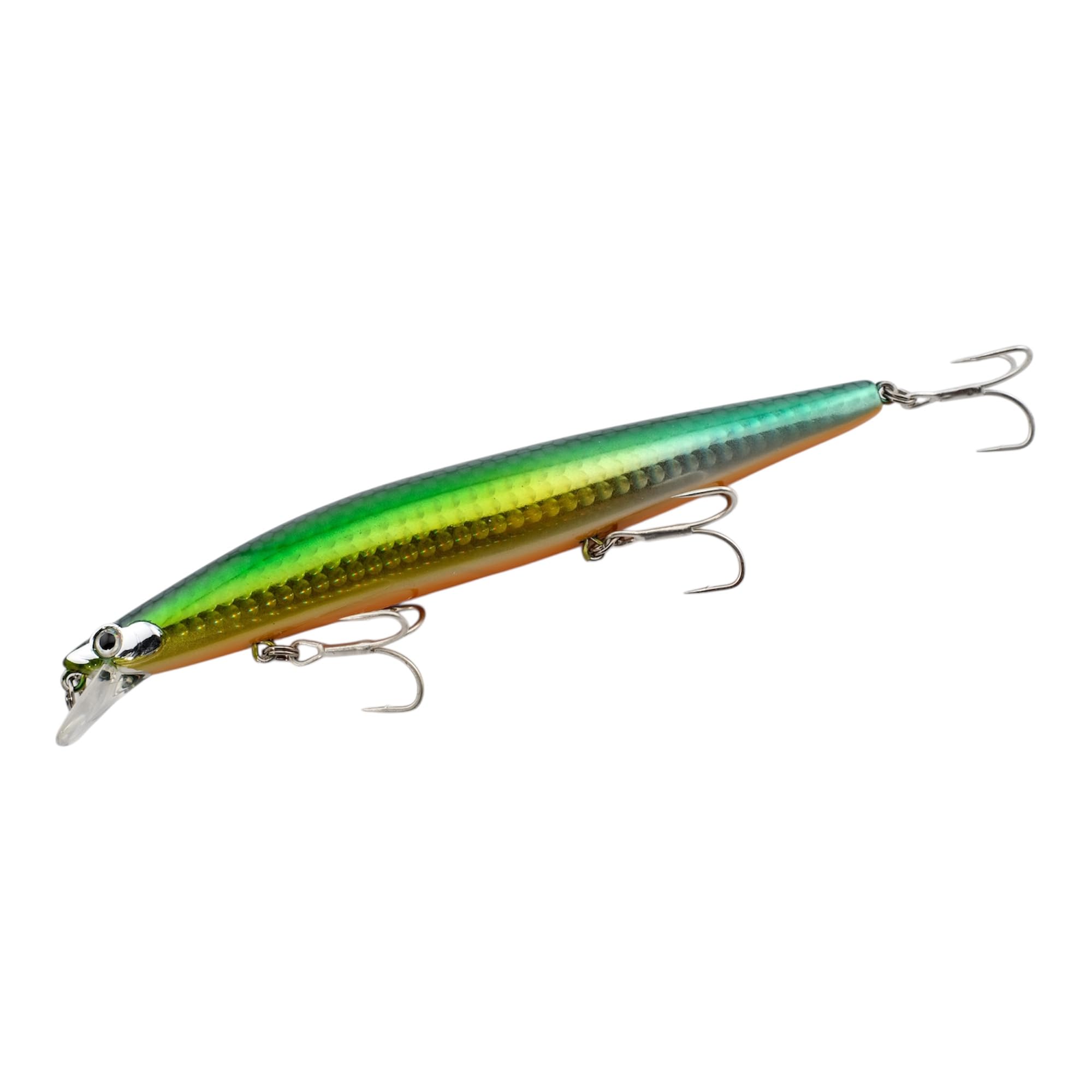 momolures Bass Lures Silent Minnow 140F 25g Silent Assassin Style sea fishing lure seabass (LENS GREEN SHINER)