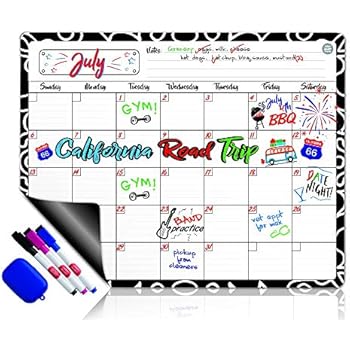 Dry Erase Calendar Magnetic Whiteboard for Refrigerator: 3 Fine Tip Dry Erase Markers and Eraser: Magnetic for Refrigerator: Back To School Organizer: Magnetic Calendar for Office