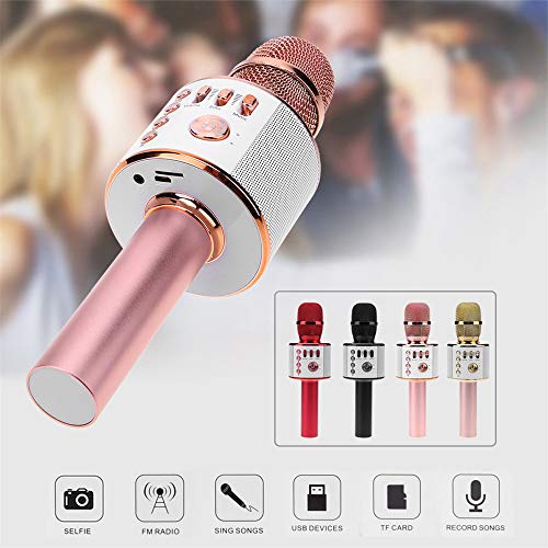 ZUZU Wireless Microphone Karaoke, Karaoke Microphone Bluetooth, Karaoke Microphones with Speaker for Home KTV Outdoor Picnic Family Party Music,for iOS & Android Smartphone,Pink