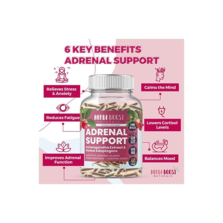 HERBI BOOST NATURALS Adrenal Support Supplement [1300mg NonGMO