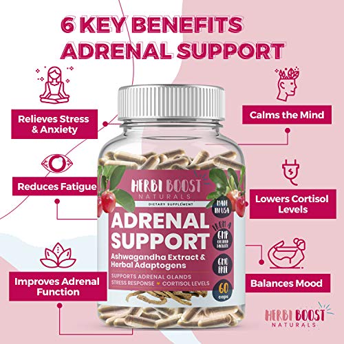 HERBI BOOST NATURALS Adrenal Support Supplement [1300mg NonGMO