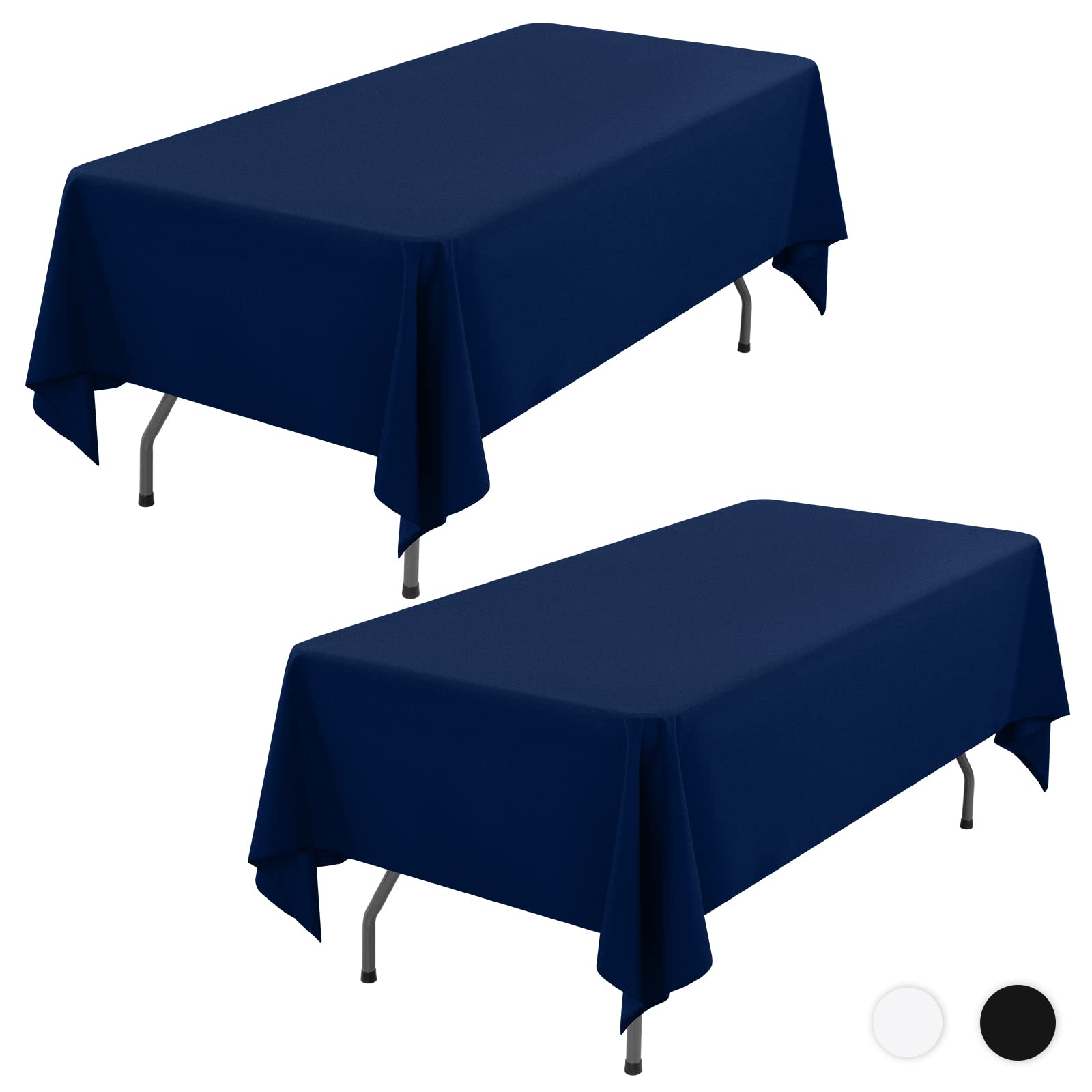 Showgeous 2 Pack Navy Blue Polyester Tablecloth for 6ft Rectangle Tables 60 x 102 Inch Rectangular Fabric Table Clothes Washable Blue Table Covers for Wedding Banquet Restaurant Buffet Parties Camping