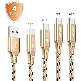 3A Current Heavy Duty, Agvee Seamless Type C Connector, 4Pack 1FT 3FT 6FT 6FT USB C Cable Multi Portable Set Nylon Braided Usb-C Charging Fast 5V Type-C Small Ends Charger Android