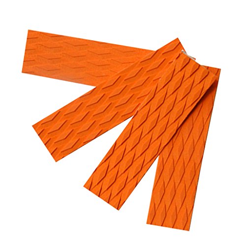 MonkeyJack 8 Pieces Orange Non-slip Diamond Grooved EVA Surfboard Skimboard Shortboard Surf Traction Pad Deck Grip Tail Pads Accessories