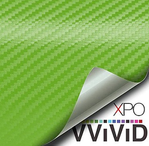 VViViD XPO Lime Green Dry Carbon Fiber 1ft x 5ft Vinyl Wrap Roll with Air Release Technology