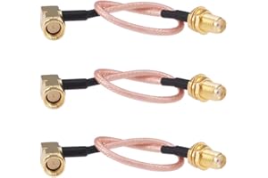 RFaha 3pcs RF coaxial Coax Assembly SMA Female to SMA Male Right Angle 15cm 6in FPV Antenna Extension Cable(F02-3)