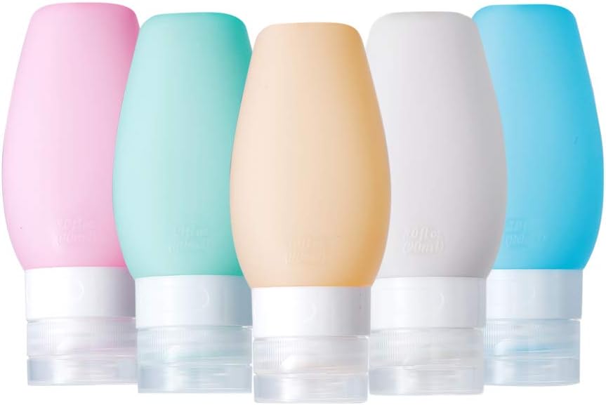 Travel bottles TSA Approved Containers, 3oz Leak Proof Travel Accessories Toiletries,Travel Shampoo and Conditioner Bottles,Perfect for Business or Personal Travel, Fun Outdoors(5 Pack)