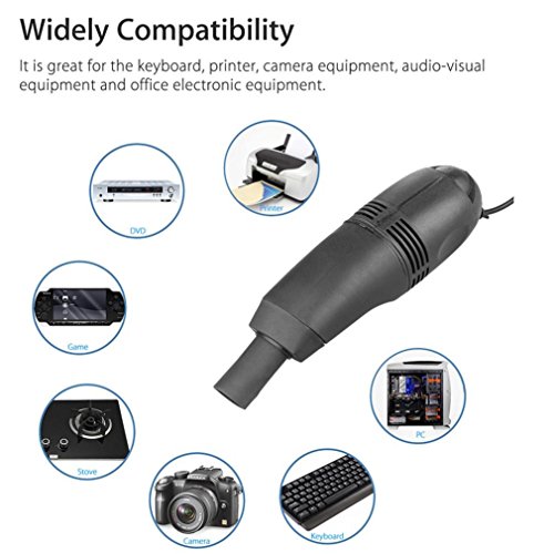 Lotus.Flower Portable Mini Computer Vacuum USB Keyboard Cleaner PC Laptop Brush Dust Cleaning Kit for Keyboard, Printer, Camera Equipment, Audio-Visual Equipment,Office Electronic Equipment (Black) - Thumbnail 7