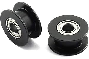HJ Garden 2pcs 20 Teeth 5mm Bore Idler Timing Pulley with Bearing 2GT Aluminium Alloy H Type GT2 Synchronous Wheel Without Teeth for 6mm Width Belt 3D Printer CNC Mechanical Drive Black
