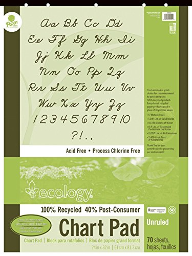 Pacon 945510 S.a.v.e recycled unruled chart pad, 5-hole punched, 24 x 32, 70 sheets/pad