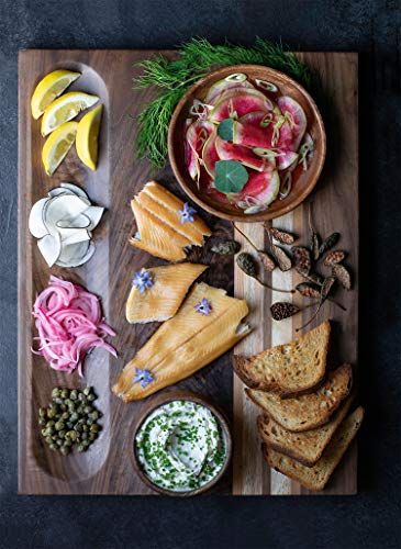 Large Multipurpose American Walnut Wood Cutting Board with Cherry/Maple Accents: 17x13x1.1 Reversible Charcuterie Board with Cracker Holder (Gift Box Included) by Sonder Los Angeles - Thumbnail 5