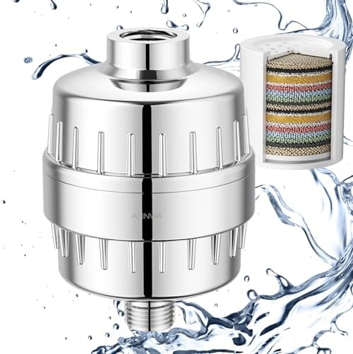 Filtro universal de duche de 15 estágios com vitamina C, purificador de água anticalcário e anticloro, amaciante para cuidados de pele e cabelo, ligação padrão G1/2