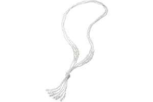 Boho Chic Lariat Necklace Tassel Pendant Crystal Bead Three-strand Long Chain Y-Shape