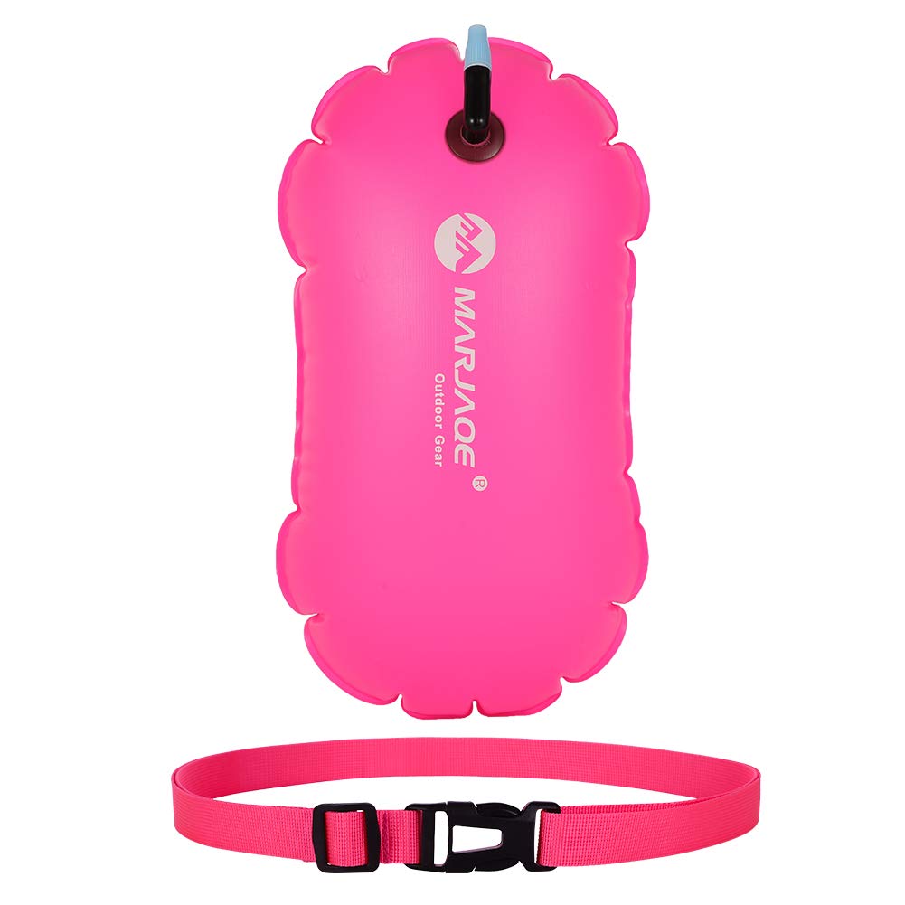 lovingmona Swim Buoy Tow Float Highly Visible Swimming Pull Floats Bubble with Adjustable Waist Belt for Open Water, Water Sports, Swimming Training Racing Red