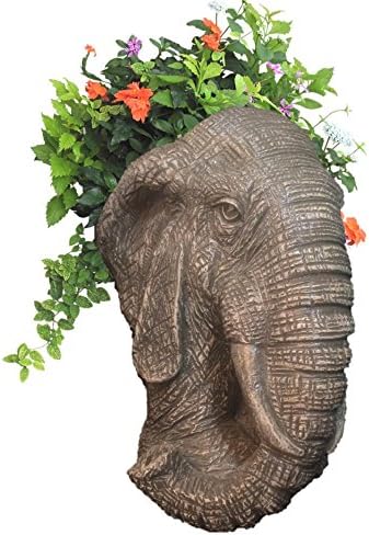 HomeStyles 18 in. Graystone Elephant Muggly Mascot Animal Statue Planter Holds 8 in. Pot