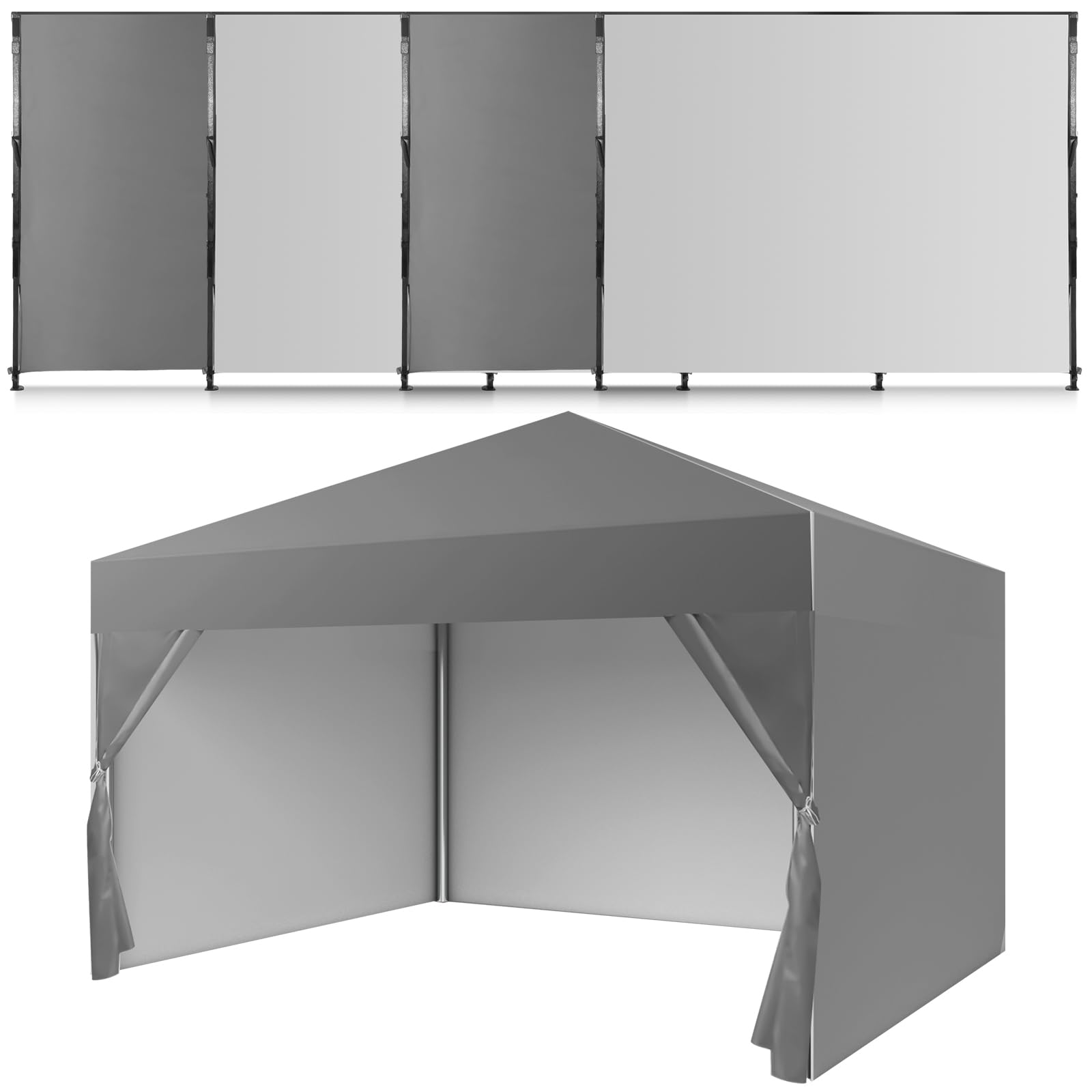 Photo 1 of Vincreem 4 Pcs Gray Canopy Sidewalls Silver Coated for 10x10 Canopy, 210d Thickened Oxford Cloth, Pop up Commercial Canopy Tent, for Outdoor Events