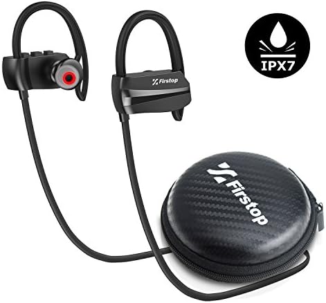 Firstop Bluetooth Headphones, IPX7 Waterproof Wireless 4.1 Earbuds, In Ear Earphones Noise Cancelling Headset Built in Mic, 180mAh Battrey with 10+ Hours Play Time