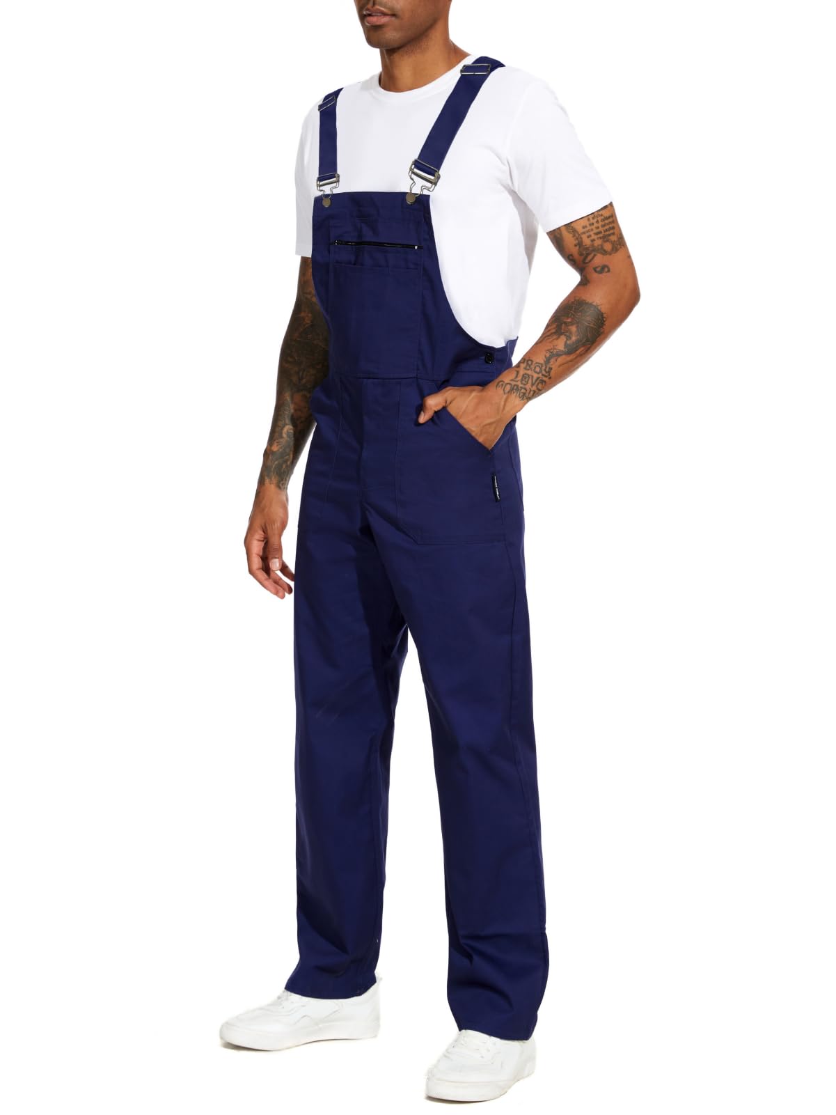 Photo 1 of WORK IDEA Men's Bib Overalls,Men's Overalls Workwear Lightweight with Adjustable Straps and Pockets,Navy, XXXL