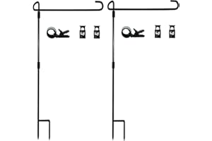 Akeydeco Garden Flag Pole Stand Holder, 2 Pack Garden Flags for Outside with Flag Stopper and Clip Waterproof Powder-Coated P