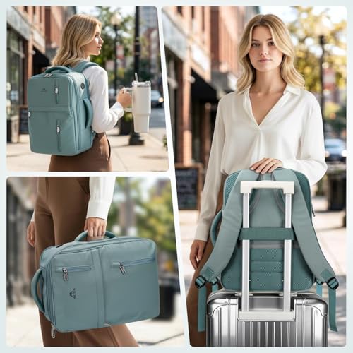 MATEIN Ryanair Hand Luggage 40 x 30 x 20 cm with Wet Compartment, 24 L Backpack, Hand Luggage, Aeroplane, Lightweight, Peacock Green, Casual