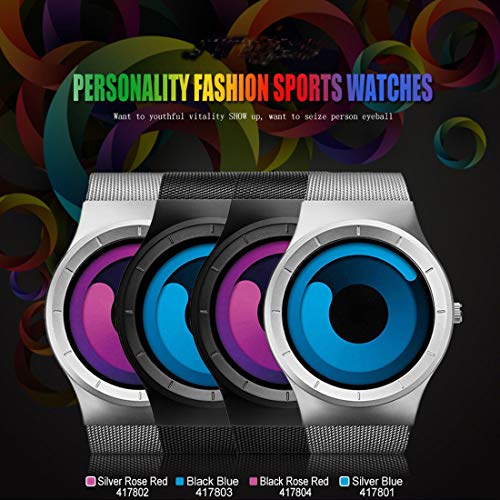 BOFUTE Men\'s Swirl Dial Quartz Waterproof Business Casual Watch with Stainless Stee Mesh Band Silver