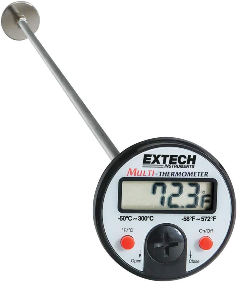 Extech 392052 Flat Surface Digital Thermometer with 5" Stainless Steel Shaft