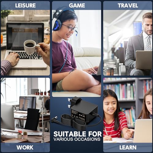65W Laptop Charger Compatible With Lenovo V15 V14 V155 V145 IdeaPad Series | V15 V14 G1 G2 G3 V155 V145 V140 V320 V340 V17 IdeaPad 110 120 310 320 330S 510 520 B50-50 Yoga Chromebook N22 Flex 14 15