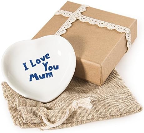 CHINZEE 'I Love You Mum' Porcelain Heart Shaped Dish Gift - Mothers Day Gifts Birthday Present
