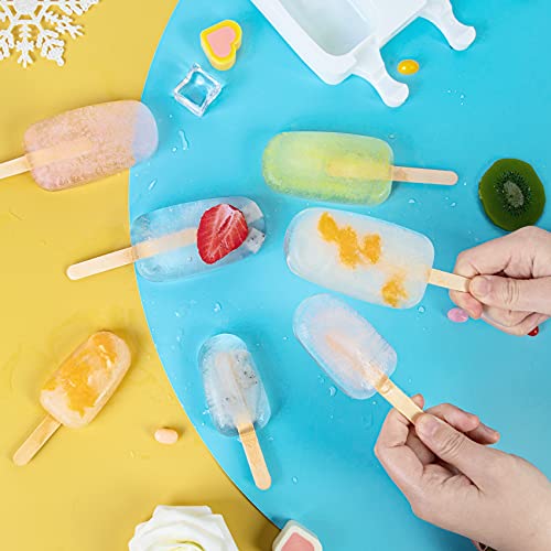 Upgraded 2 Pack Large Popsicle Molds, 4 Cavities Homemade Silicone Popsicle Molds & Ice Cake Pop