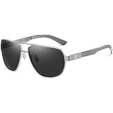 DUCO Aviator Sunglasses For Men Polarized Sunglasses Men UV Protection Carbon Fiber Temple Mens Sun glasses For Driving 3051
