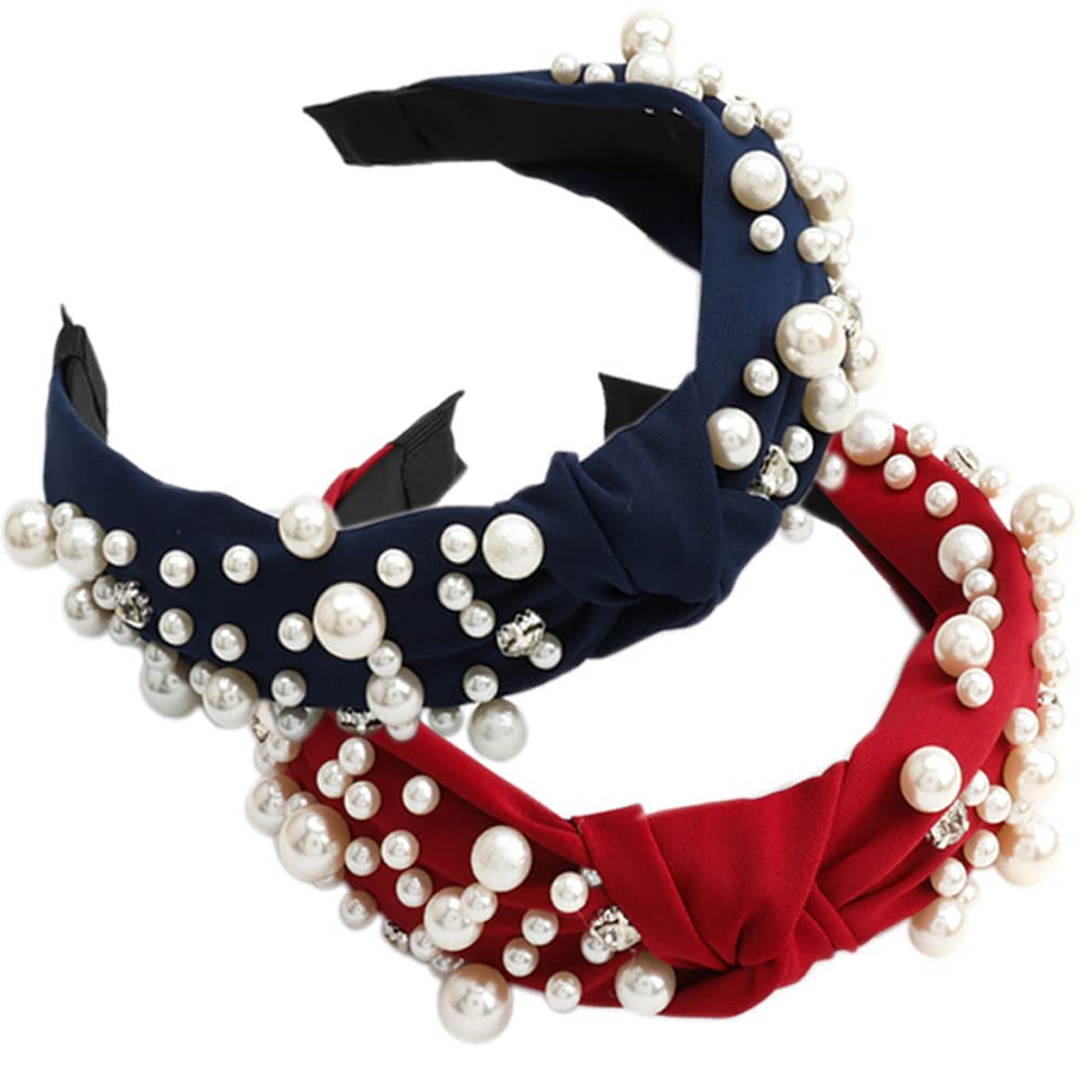 Headbands for Women's Hair Alice Band Fabric Headband Hair Accessories for Women Girls England Hair Accessories (Headband_2Pearl)